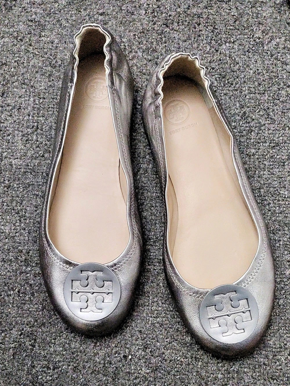 Tory Burch Pewter Leather Ballet Flat